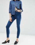 Asos Ridley High Waist Skinny Jeans In Baillie Rich Blue - Blue