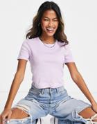 Topshop Everyday Tee In Lilac-navy
