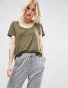 Asos T-shirt With Scoop Neck - Green