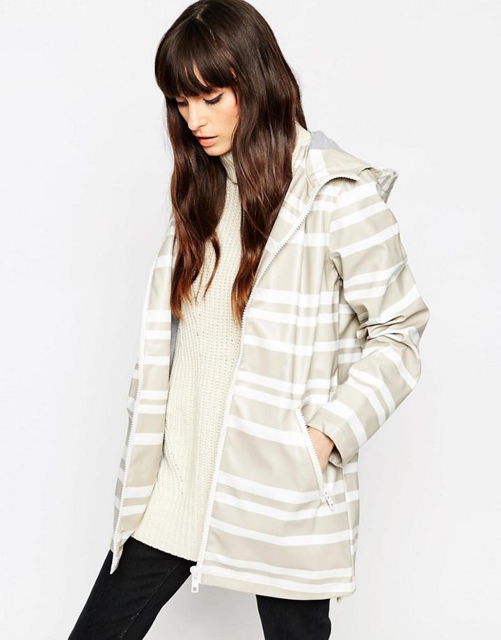 Asos Rain Trench In Block Stripe - Multi