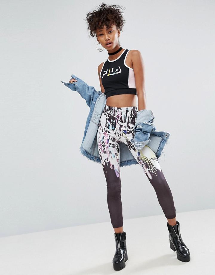 Asos Graffiti Print Leggings - Multi