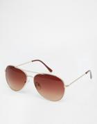 Warehouse Classic Aviator Sunglasses - Silver
