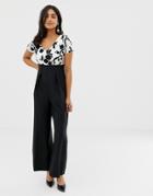 Closet Short Sleeve Cut Out Back Jumpsuit - Multi