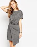 Asos T-shirt Dress With Drape Front - Gray