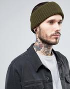 Asos Knitted Headband In Khaki - Green