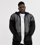 Asos Design Plus Oversized Zip Up Hoodie In Longline In Mesh-black