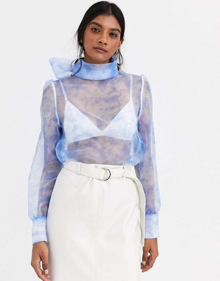 Simonett Nubi Printed High Neck Top-blue