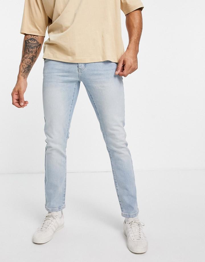 Topman Slim Jeans In Light Wash-blues