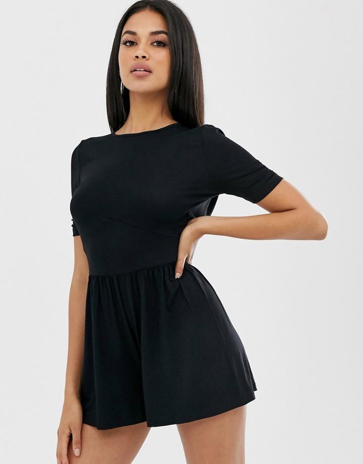 Asos Design Jersey Tea Romper - Black