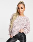 Na-kd Deep Neck Sweater In Beige-purple