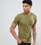 D-struct Tall Longline Burnout T-shirt - Green