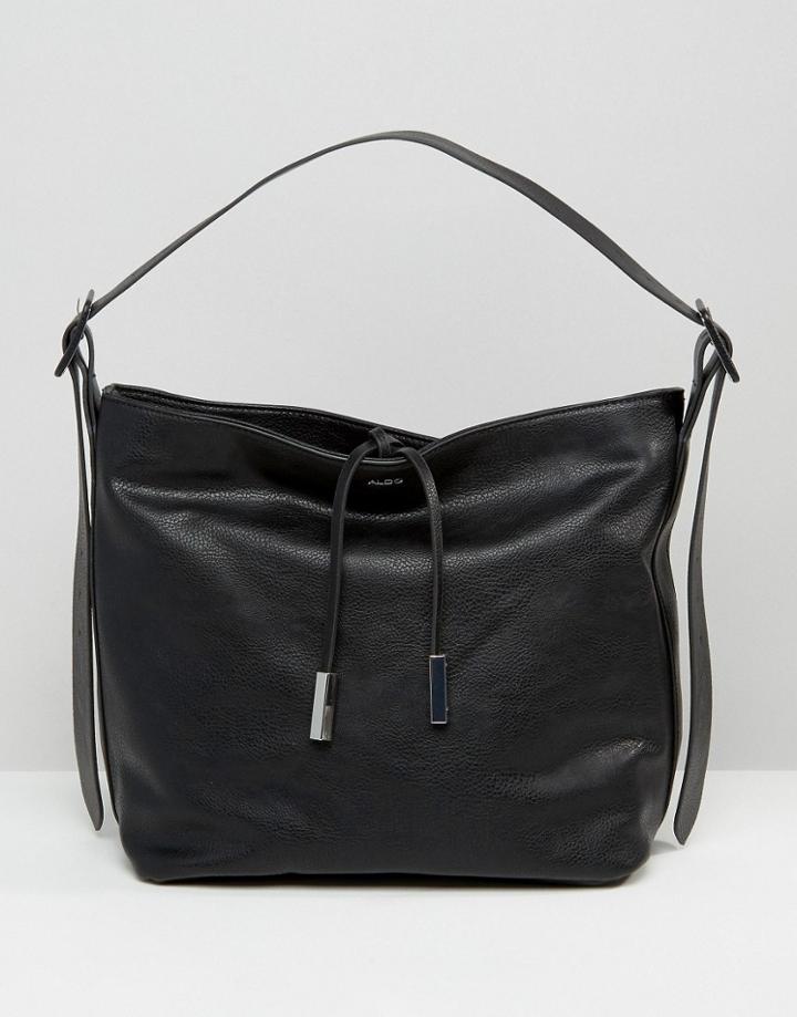 Aldo Minimal Drawstring Bucket Shoudler Bag - Black