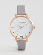 Olivia Burton Gray Lilac Large White Dial Leather Watch - Gray