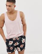 Abercrombie & Fitch 5 Inch Floral Print Swim Shorts In Black - Black