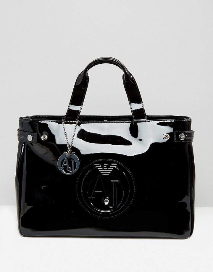 Armani Jeans Patent Tote Bag - Black