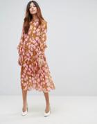 Y.a.s Floral Midi Dress With Ruffles - Multi