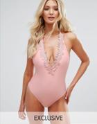 Peek & Beau Applique Trim Swimsuit B-f Cup - Pink