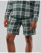 Gilly Hicks Check Waffle Lounge Shorts In Green