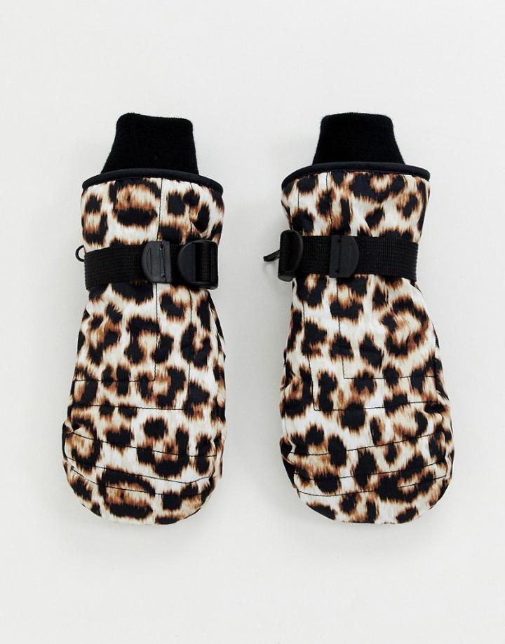 Asos 4505 Ski Leopard Print Mitten Gloves - Multi