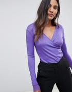 Y.a.s Blace Wrap Blouse With Lace Cuffs - Purple