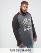 Duke Plus Long Sleeve Raglan T-shirt With Apparel Print - Black