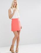 Asos A-line Mini Skirt With Scallop Hem - Soft Apricot