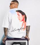 Asos Dark Future X Cream Oversized T-shirt With Graphic And Logo Prints In White