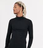 Collusion Skinny Long Sleeve Roll Neck Top-black