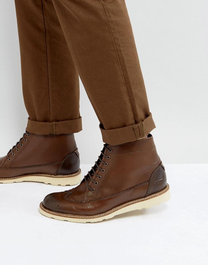 Original Penguin Creasy Brogue Boots In Tan - Tan