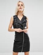 Only Leather Look Biker Dress - Black