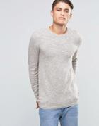 Esprit Slubby Crew Neck Jumper - Beige