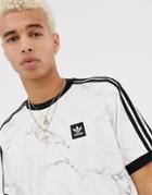 Adidas Skateboarding Marble 3-stripe T-shirt In White Dh3889 - White