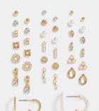 Aldo Faelia Pearl And Embellished Earrings Pack Of 20 In Gold