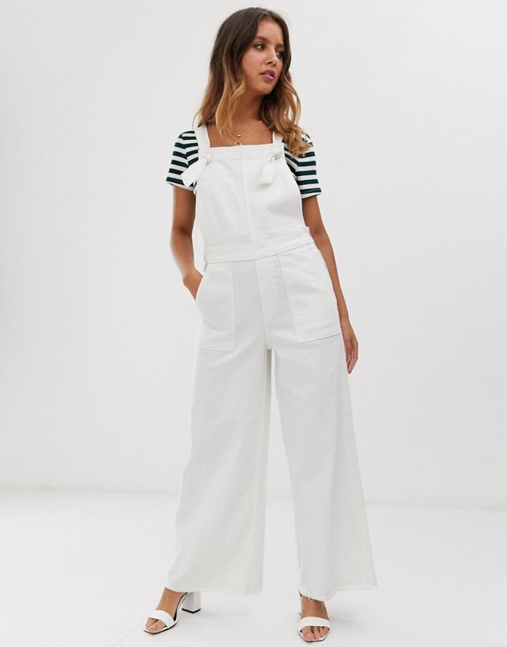 Current Air Wide Leg Raw Hem Overalls