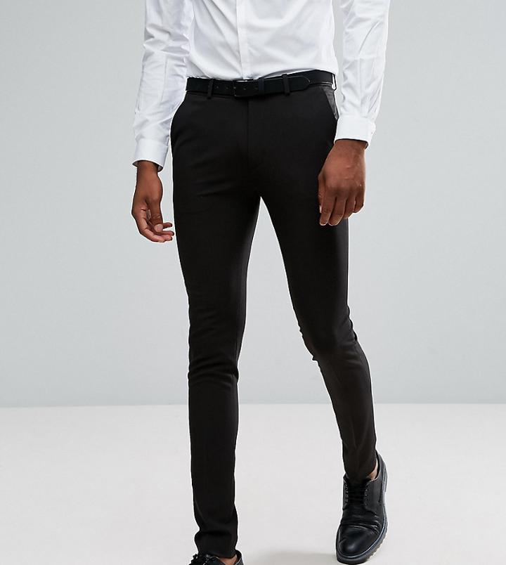 Asos Tall Super Skinny Tuxedo Pants In Black - Black