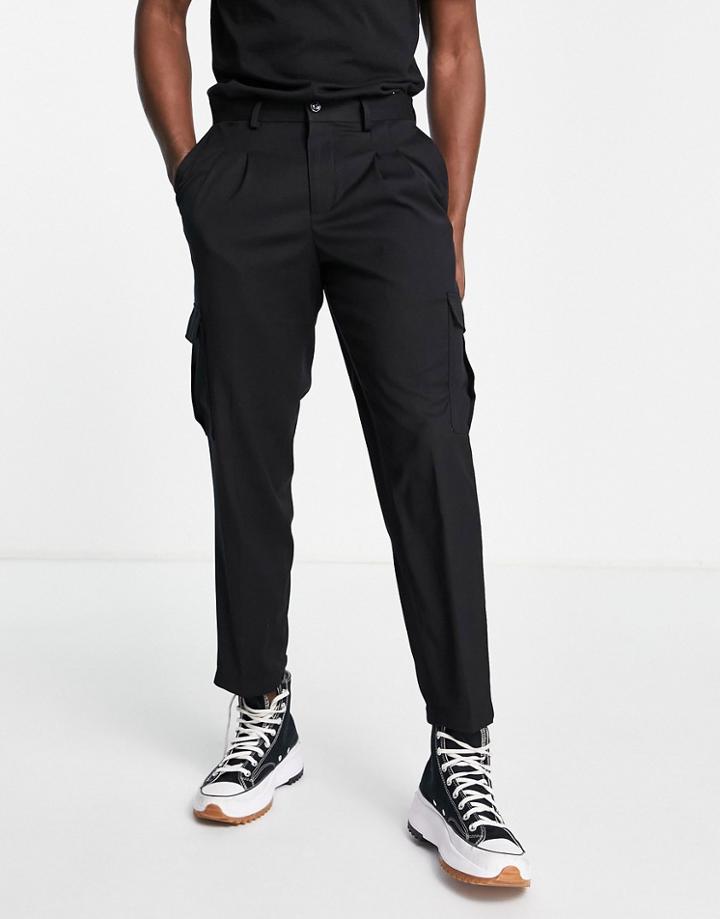 Jack & Jones Intelligence Loose Fit Cargo Pants In Black