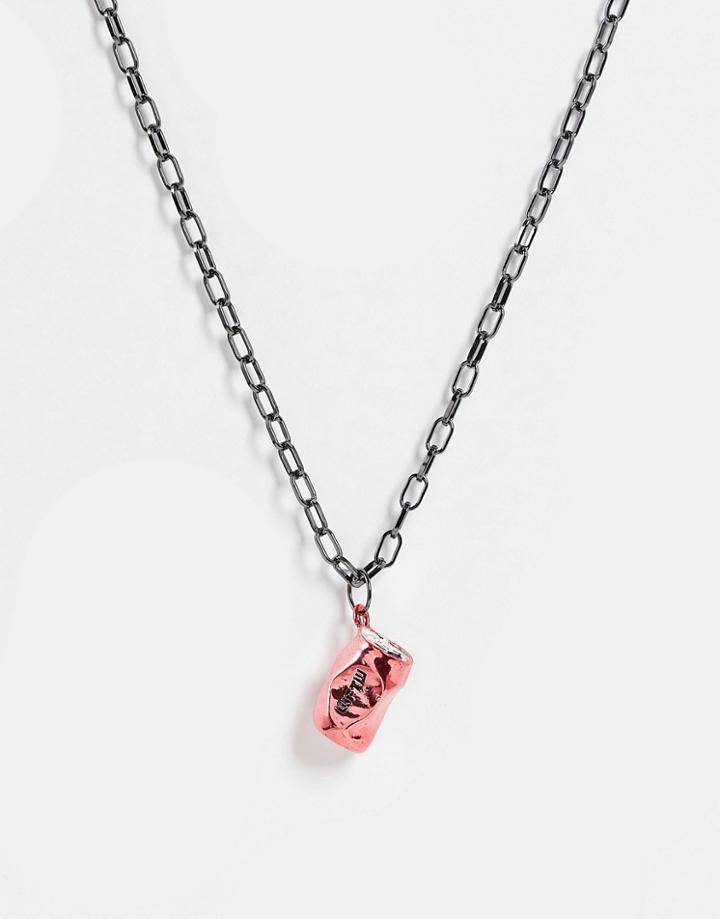 Wftw Crushed Can Oval Link Chain Pendant In Gunmetal-black