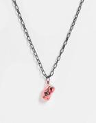 Wftw Crushed Can Oval Link Chain Pendant In Gunmetal-black