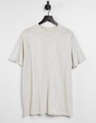 Brave Soul Roll Sleeve T-shirt In Ecru Heather-white