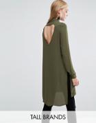 Vero Moda Tall Shirt Dress With Slits And Keyhole Back - Green