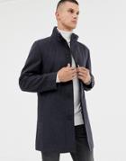 French Connection Wool Rich Funnel Neck Coat-gray