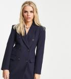 Asos Design Petite Double Breasted Blazer In Navy