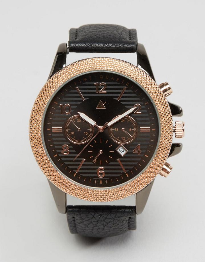 Asos Watch In Black And Rose Gold With Date - Black