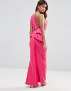 Asos Premium One Shoulder Bow Back Maxi Dress - Pink