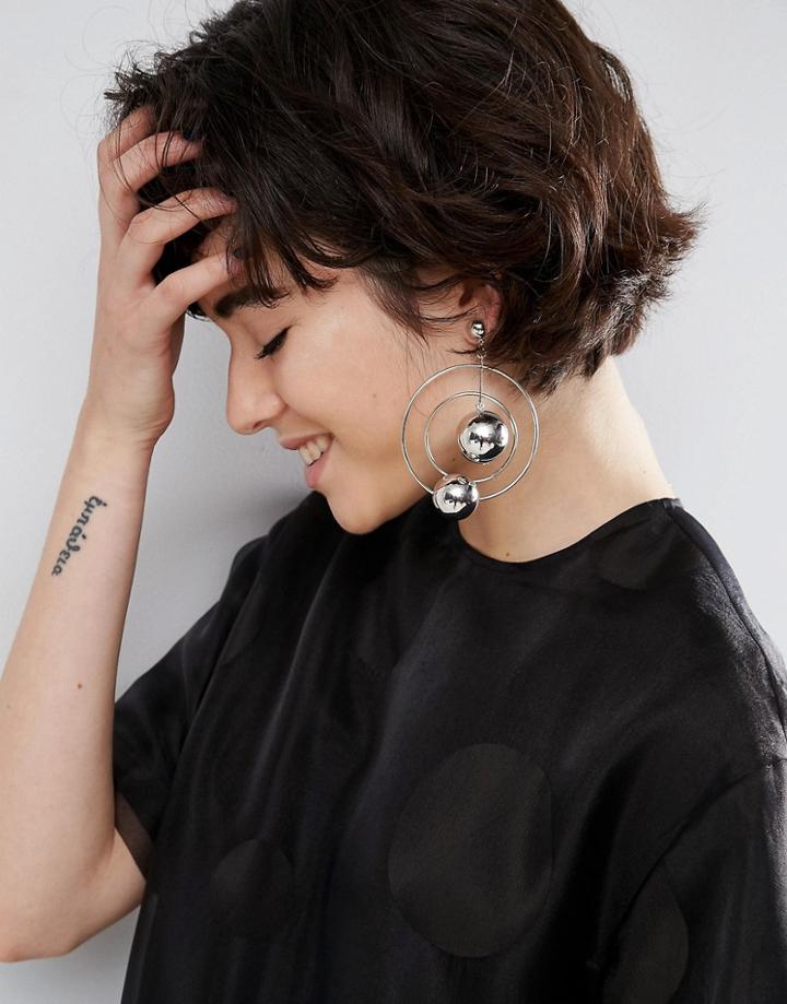 Asos Xl Planet Ball Earrings - Silver