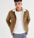 Le Breve Tall Borg Cord Jacket-brown