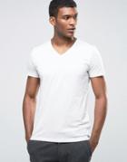 Esprit V-neck T-shirt In Melange - White