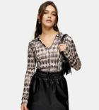 Tosphop Petite Drawstring Faux Leather Mini Skirt-black