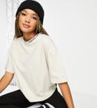 Quiksilver Logo Boyfriend Cropped T-shirt In Washed Beige Exclusive At Asos-neutral