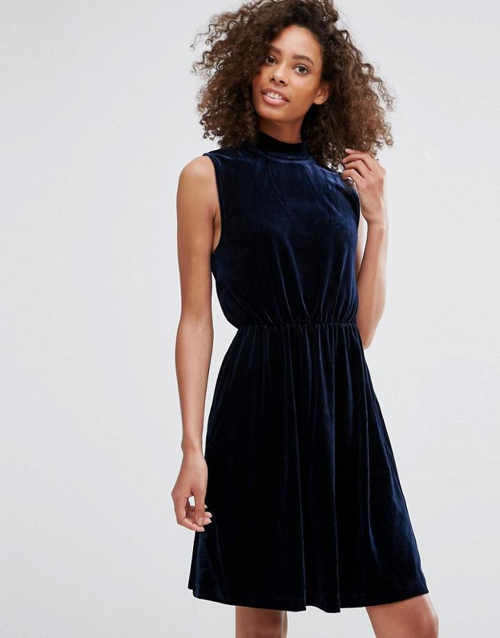 Vila High Neck Dress - Navy